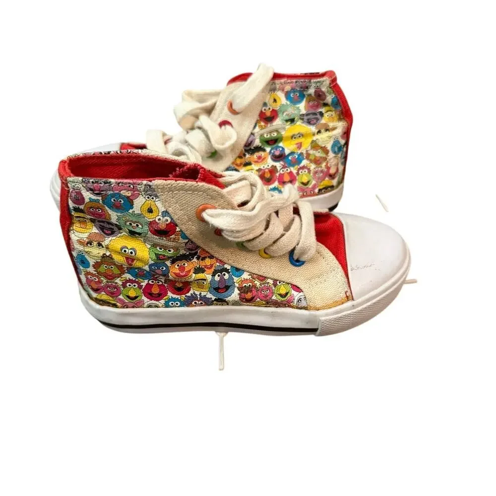 Sesame Hi Top Sneakers Street Elmo Lace Up Multicolor Size 9